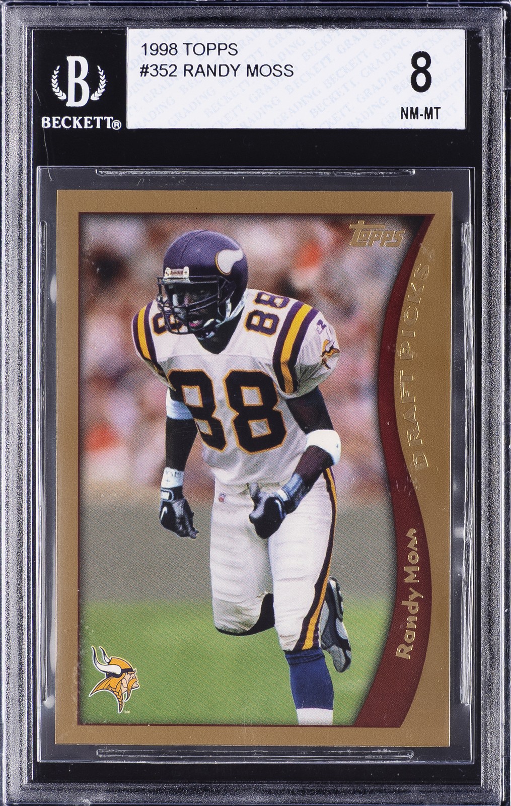 1998 TOPPS #352 RANDY MOSS ROOKIE RC BGS 8
