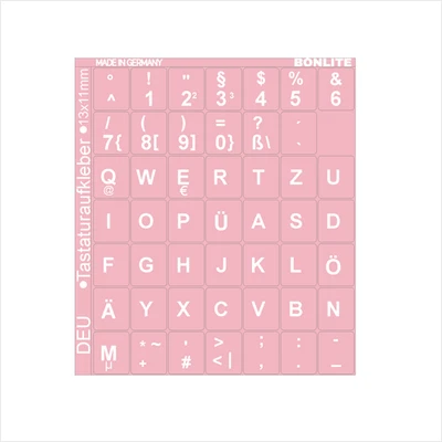 Tastaturaufkleber Deutsch Pastel Roza weiß Keyboard Stcker - Bild 1 von 2