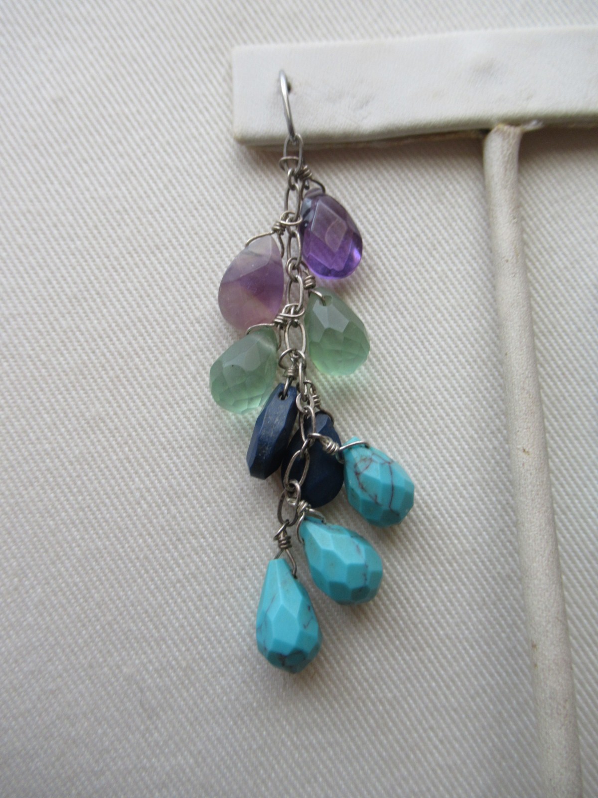 Multi Gemstone Dangle Drop Earrings, Amethyst Per… - image 6