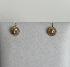 14Kt Yellow Gold Circle Engraved Earrings .5 grams