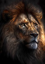 Majestic Lion Big Cat Wall Art Print Poster Watercolour Painting Picture