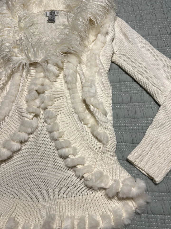 Cárdigan Suéter Vintage Laseine Imitación Piel Conejo Ribete M Boho Icónico Raro Y2K Foto 2 de 4