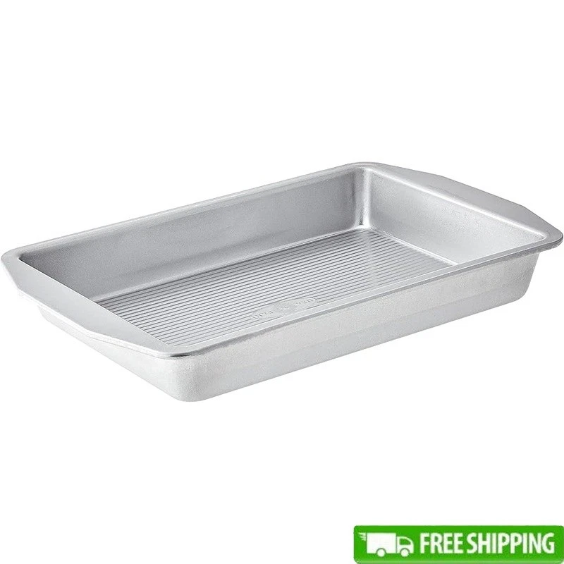 Nonstick Rectangular Cake Pan Easy Grip Oven Safe Bakeware Brownies Baking New
