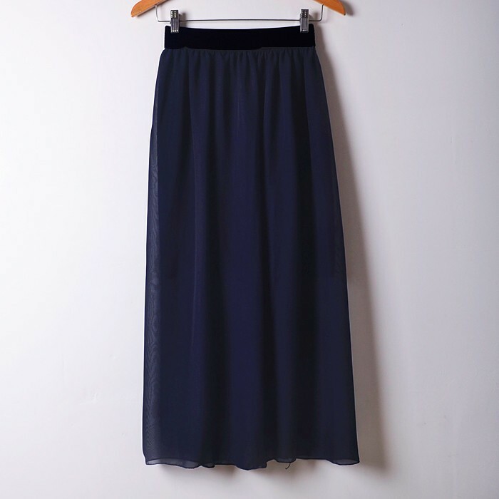 Navy Blue Maxi Double Layer Chiffon Pleated Retro Long Dress