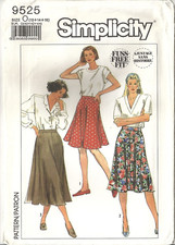 SIMPLICITY 9525 MISSES' SZ 12-16 SKIRTS IN THREE LENGTHS SEWING PATTERN ©1989