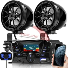 Refurbished Bluetooth Motorcycle Audio Stereo 2 Speakers Radio System AUX USB SD