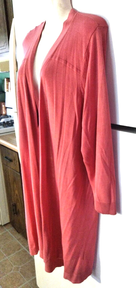 NUEVA CHAQUETA CÁRDIGAN ABIERTA MANGA 3/4 ROSA TÉ SUAVE JOAN VASS PARA MUJER TALLA XL NUEVA CON ETIQUETAS Foto 2 de 4