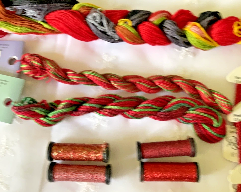 Needlepoint Embroidery Thread Lot of 13 Reds Holiday Colors Rainbow and Caron - Image 4 of 4