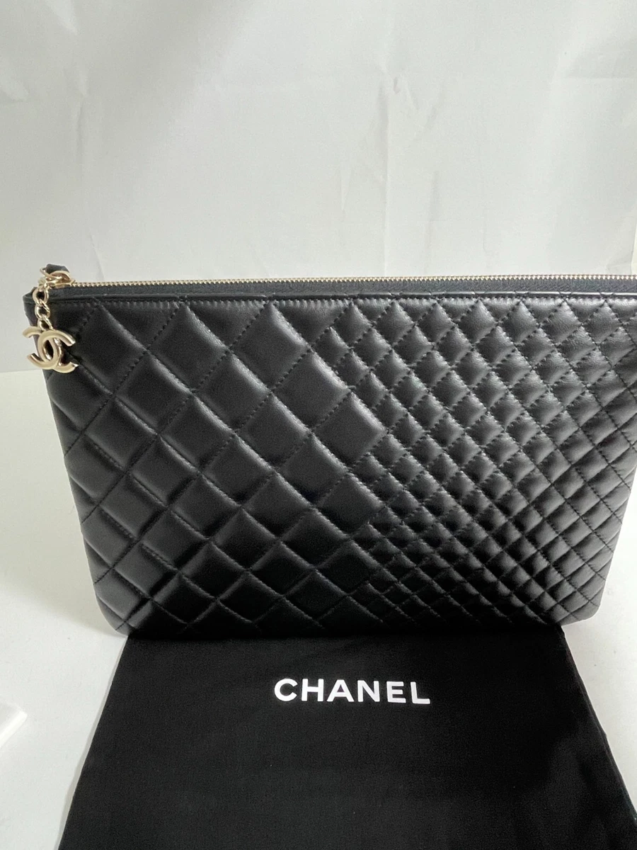 Chanel Black Quilted Caviar Mini O Case Pale Gold Hardware, 2022