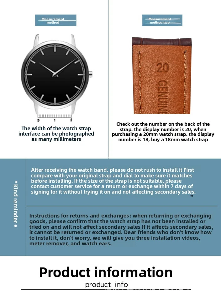 Ultra-thin lizard grain leather watch band strap cowhide wristband 10mm-22mm - Image 2 of 4