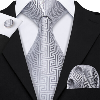 Men's Tie Silk Classic Wedding Necktie and Pocket Square Cufflinks Set Paisley