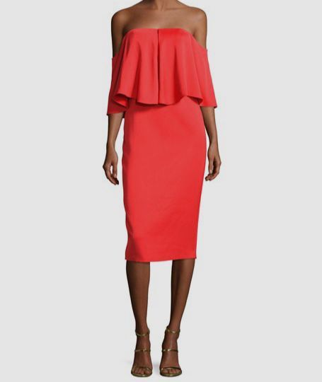 camilla and marc off shoulder dress $640 Camilla And Marc Women's Red Off-the-Shoulder Popover Sheath Dress  Size 6