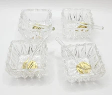 PRINCESS HOUSE Crystal Open Salt Dishes w. Spoons W. Germany Ste of 4