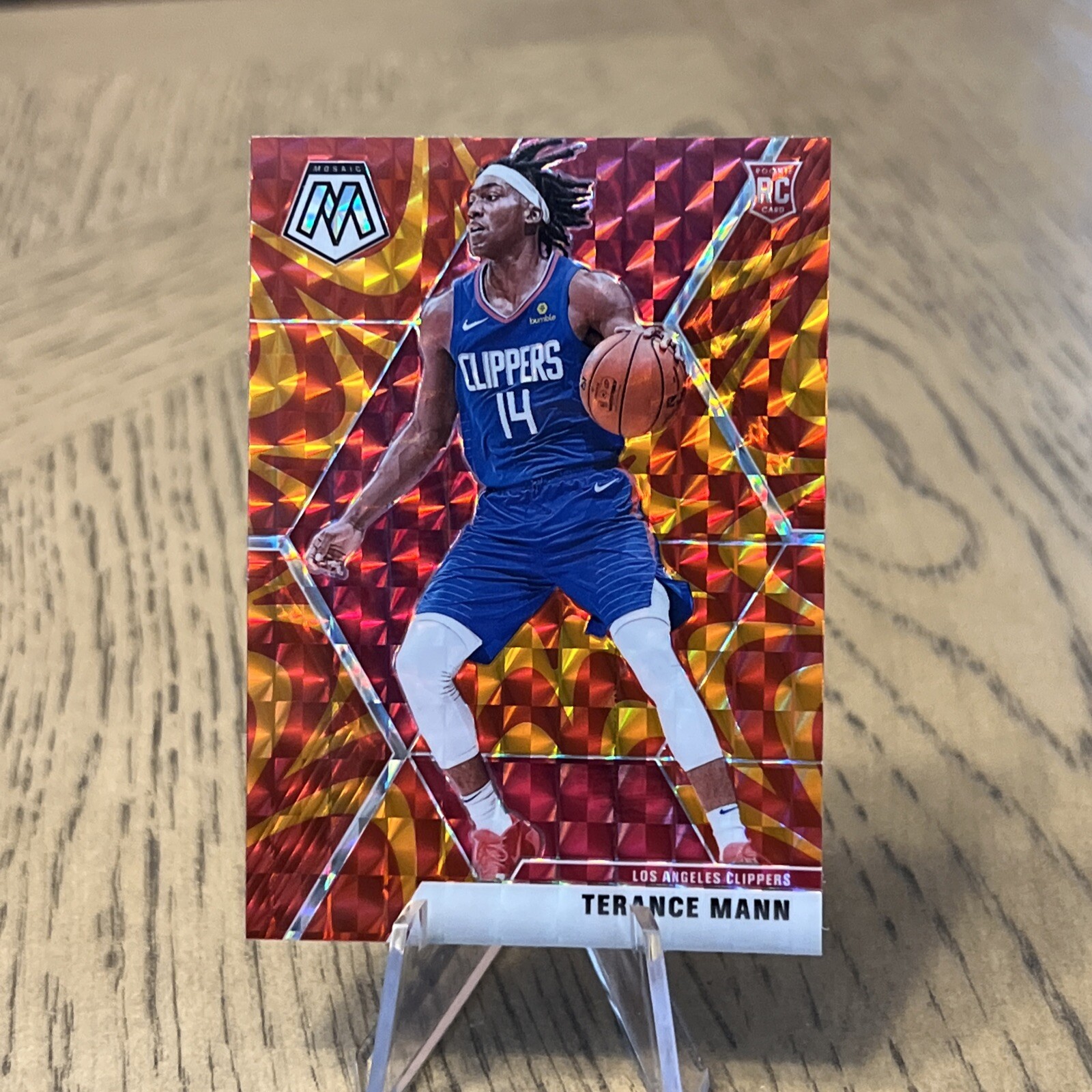2019-20 Panini Mosaic Terance Mann RC Rookie Card Orange Reactive Prizm #246