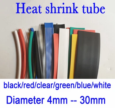 Heat Shrink tube Heatshrink wire Sleeving black red white green blue clear 2:1 - image 1 of 3