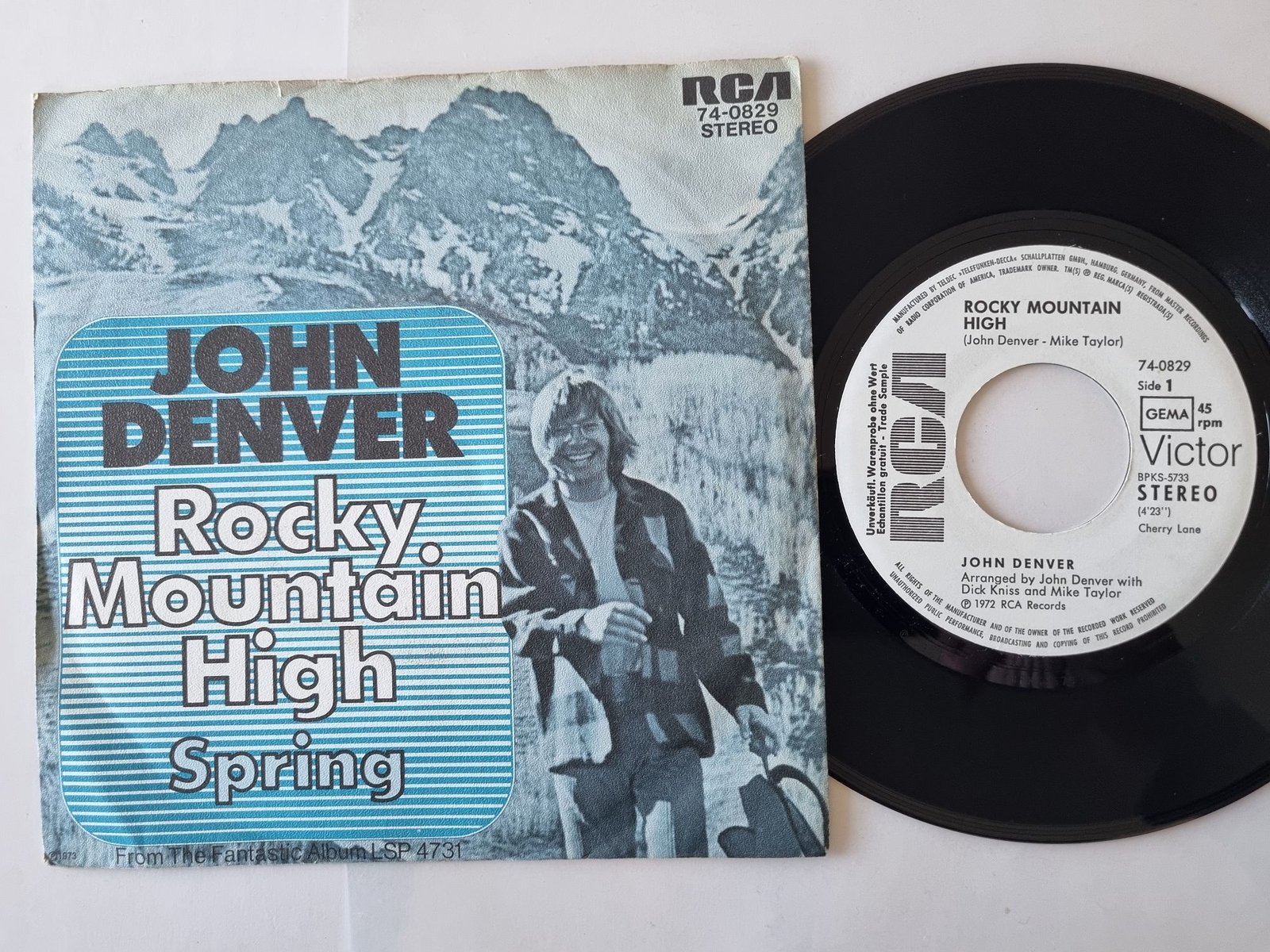 John Denver - Rocky Mountain High 7'' Vinyl Germany PROMO