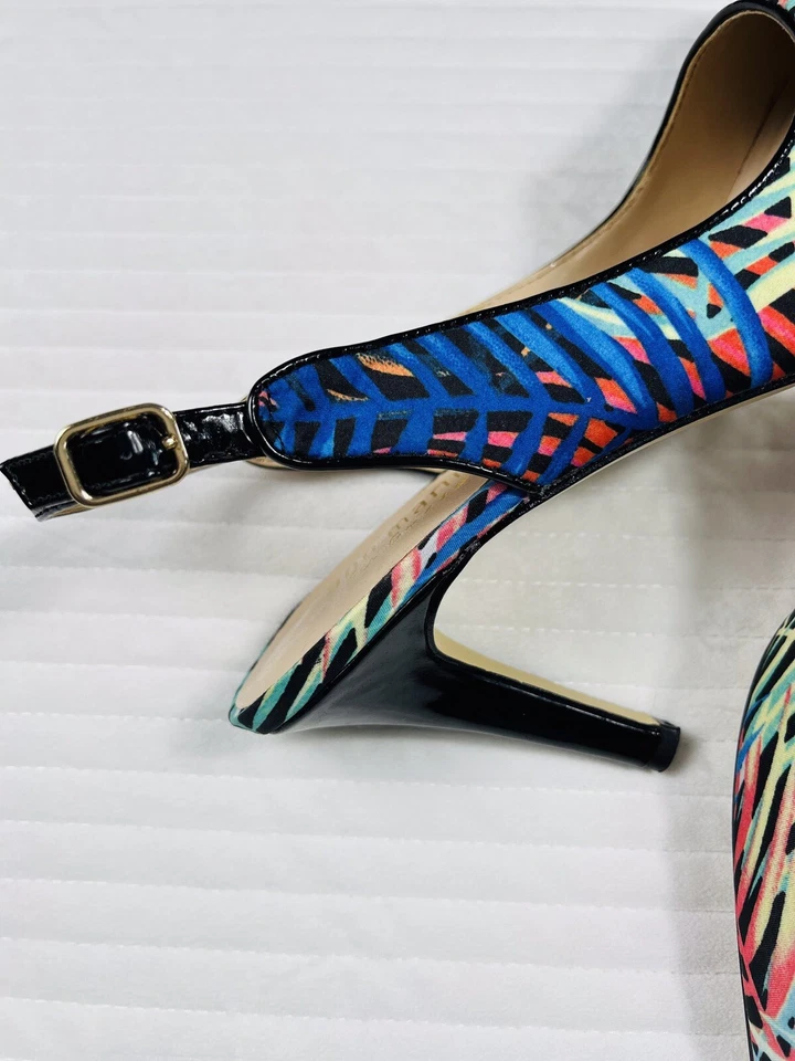 ANN MARINO BETTYE MULLER Womens Tropical Print Fabric Slingback Pump Heels 9.5M - Изображение 4 из 4