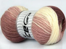 4-Skein Lot Angora Batik Yarn  wool 4x100g/550m Orchid Shades Ecru