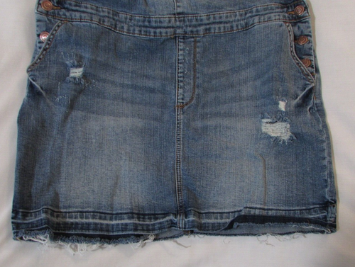 Ladies "Maurices" Size L (W20xL15) Faded Blue, Raw Hem, Bib Overall, Denim Skirt - Picture 2 of 10