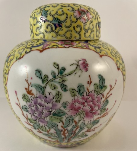 VINTAGE JAPANISCHES PORZELLAN INGWERGLAS HERGESTELLT IN JAPAN DEKORIERT IN HONGKONG -6 ZOLL