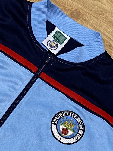 VINTAGE SCORE DRAW MANCHESTER CITY WARM UP TRACK JACKET COAT SZ L SOCCER EUC - Picture 3 of 9