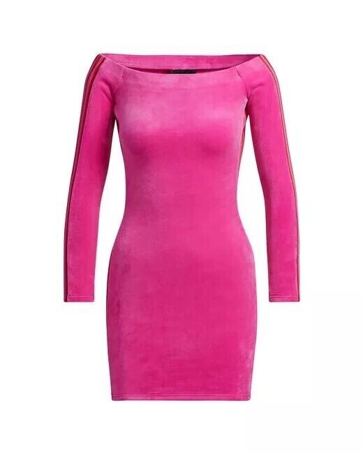 New Adidas x Ivy park pink velvet velour mini dress Size Medium RRP £220