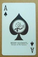 ACE of SPADES-REDDY KILOWATT Servant of Century 1950's Vintage Swap Playing Card
