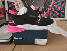 Nautica Girls Size 4 Thundergust Black Mesh Pink Athletic Slip On Shoe NIB trl8
