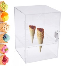 Ice Cream Cone Display/Storage Case Cabinet Acrylic Waffle Cone Holder 9 Holes