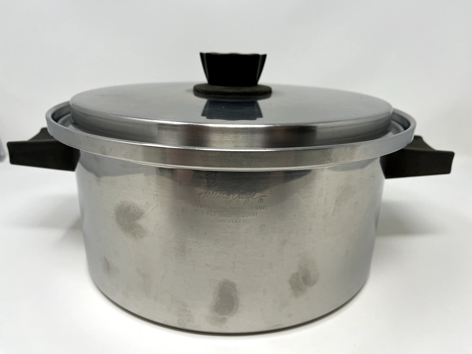 Vintage Lustre Craft 6qt 3-Ply Stainless Steel Pan - with Lid - Made In USA