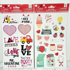 Valentines Day Stickers Hearts Red Pink Love 2 Sets  72 New Stickers