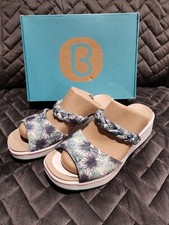 NIB Bzees New Wave Platform Wedge Slide Sandals Greenleaf Size 9.5