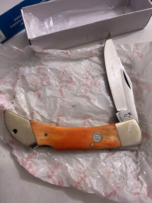 Frost Cutlery Lockback Hunter Smooth Bone Knife 14-127 OSB 5'' NIB Orange