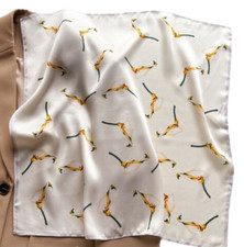 100 Silk 20  small Scarf Women neckerchief Wrap floral beige yellow white WS602