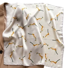 100% Silk 20“ small Scarf Women neckerchief Wrap floral beige yellow white WS602