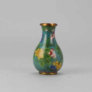 20th c Chinese Cloisonne Vase Bronze or Copper China Chinese Butterfly Republic