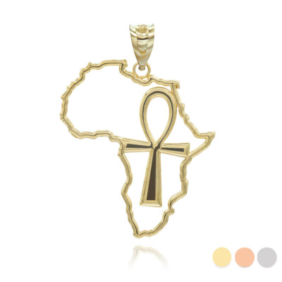 Afrikanischer Kontinent Ägyptische Ankh Anhänger/Halskette (gelb/rose/weiß)