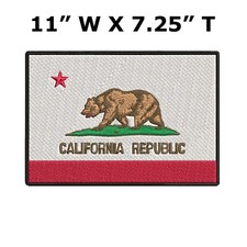 California State Flag Embroidered Motorcycle Biker Patch 11" x 7.25" Made in USA