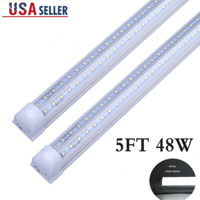 25Pack 48W LED Tube Light Bulbs Integrated 270 5FT T8 V-shaped Double Side 6500K