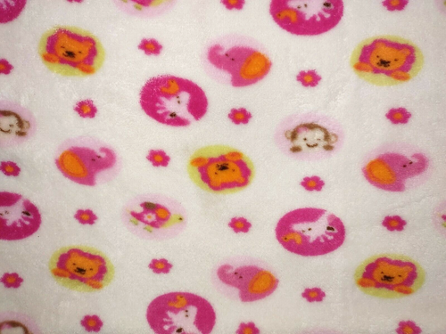 Tiddliwinks Jungle Baby Girl Blanket White Pink Fleece Circle Flower HTF Safari - Picture 4 of 6
