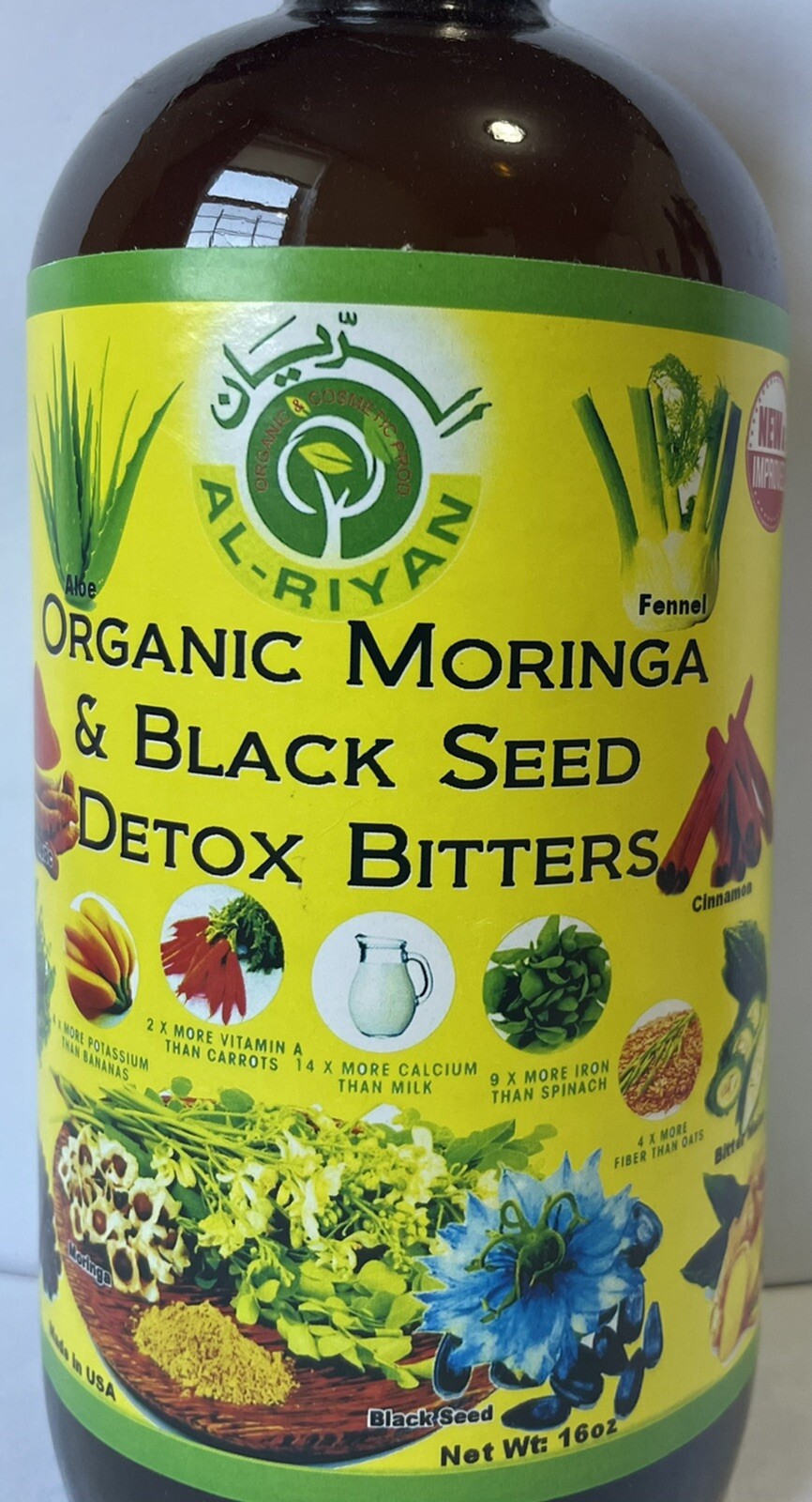 Organic MORINGA & BLACK SEED Detox Bitters 16 oz. AlRiyan. Made USA eBay