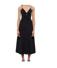 The Kooples So In Love Silk Maxi Dress Size 2 or Medium Black LBD Sleeveless