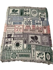 Crown Crafts Blanket Throw Herb Garden 46 X 57  Knit Virgin Acrylic Jacquard