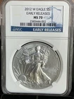 2012 W BURNISHED AMERICAN SILVER EAGLE NGC MS70 EARLY RELEASES