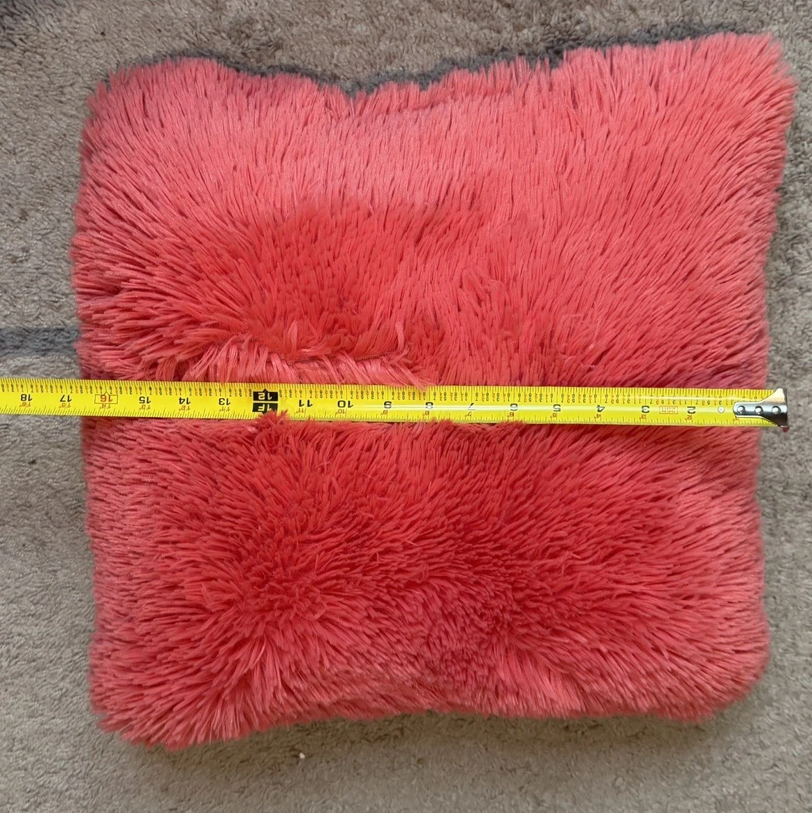 Faux Fur Hot Pink 17x17 Throw Pillow Decorative Soft Fur One Side Fleece Other