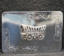 XC19123 VINTAGE 1970s COVERED WAGON TRANSPORTATION MENS BELT BUCKLE