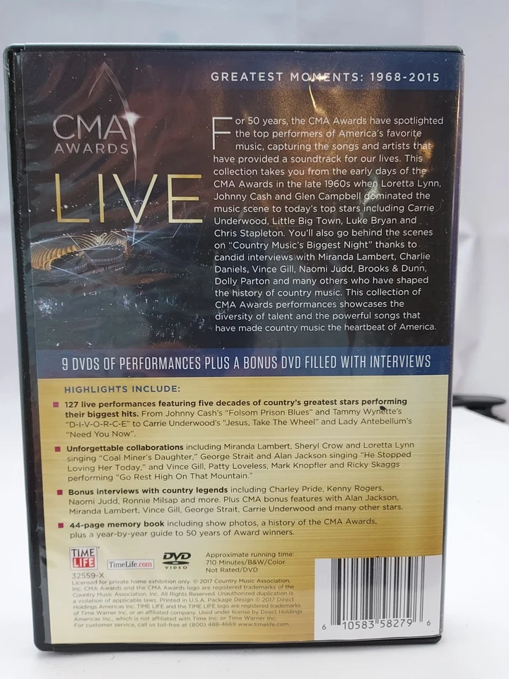 CMA Awards Live Greatest Moments: 1968-2015 DVD Rare Time Life 10-Disc Set OOP - Image 3 of 4