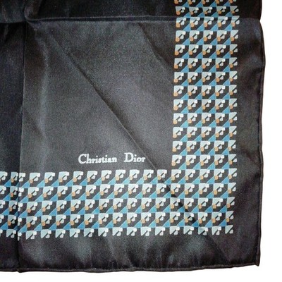 Christian Dior Seidentuch Tuch schwarz mit Muster Seide Damen Original