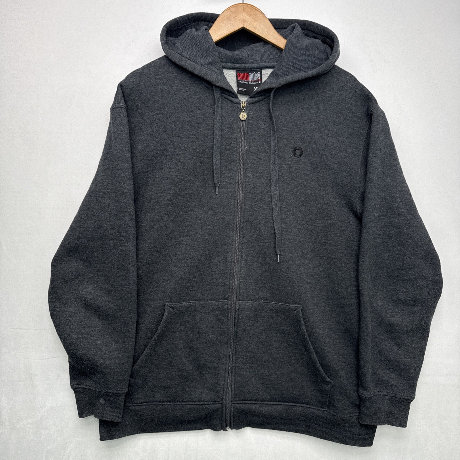 Southpole Hoodie Sweatshirt Mens XL Black Zip-Up Y2K Hip-Hop Streetwear