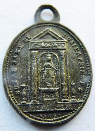 Rare Apparition of Virgin of Willow Tree L'Osier 18thC.Antique Bronze HOLY MEDAL - Picture 2 of 4